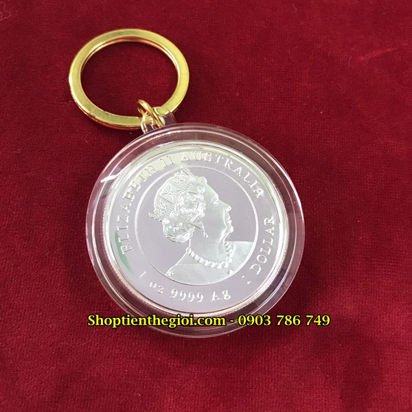 Móc Khóa Xu Úc Hình Con Trâu Bạc - SP005030