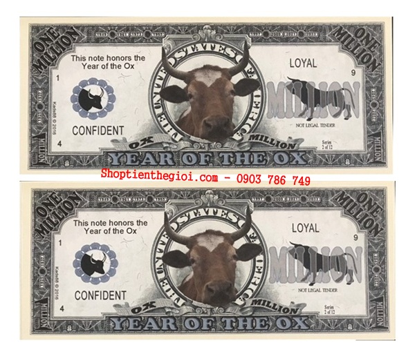 Tiền Lưu Niệm 1 Triệu USD Hình Con Trâu - SP002450
