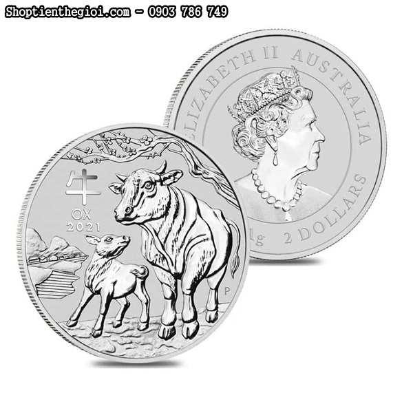 Xu Úc Hình Con Trâu Mạ Bạc - SP002451