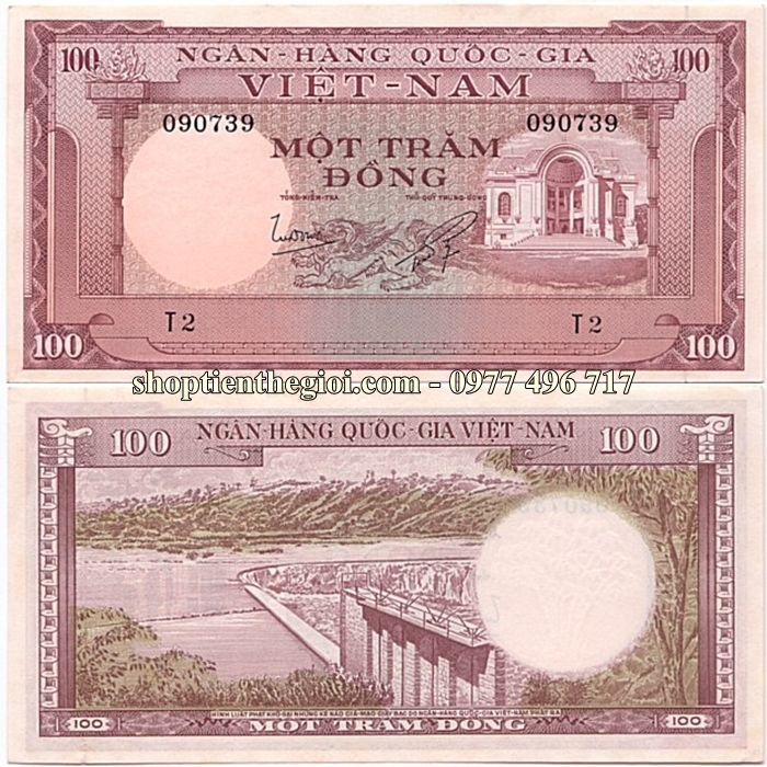Tiền xưa Việt Nam 100 đồng năm 1955 lần 2