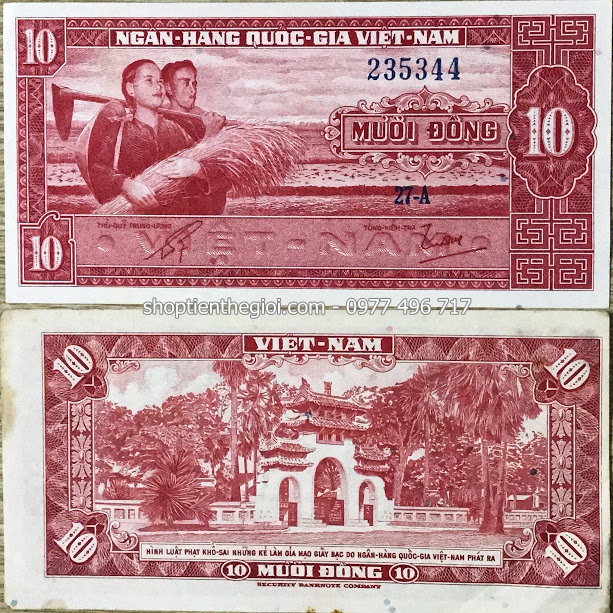 Tiền xưa Việt Nam 10 đồng năm 1955