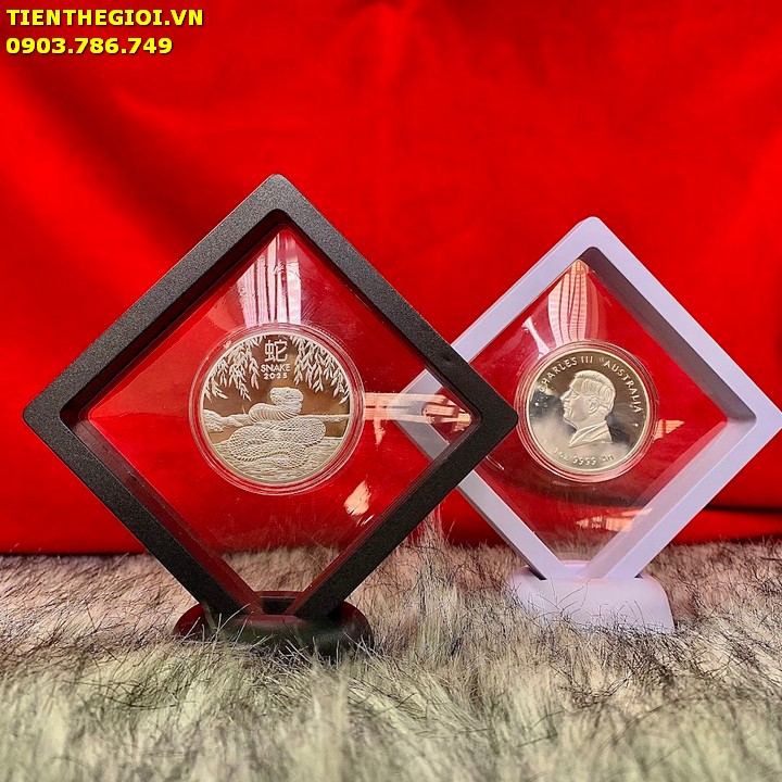 Khung Trưng Bày Xu Úc Hình Con Rắn Mạ Bạc