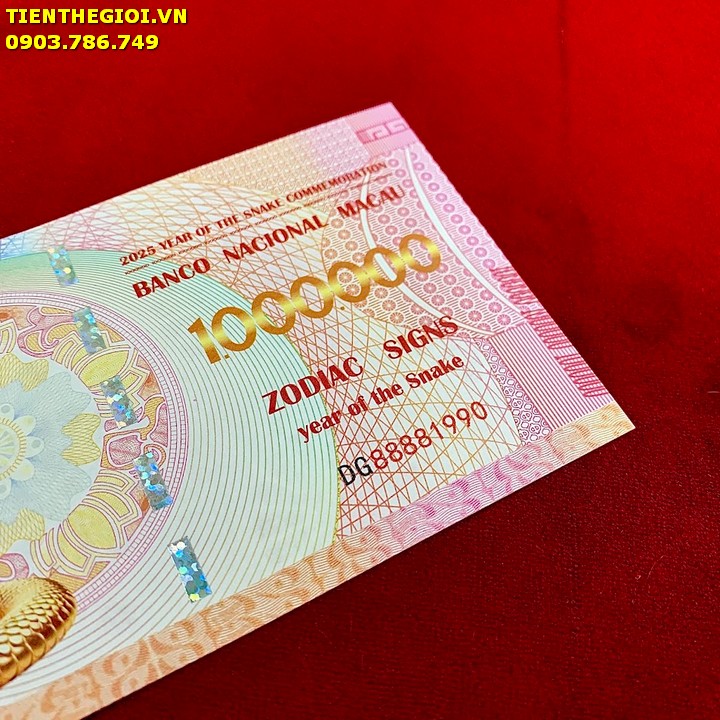 Tiền Lì Xì 1 Triệu Dola Macao Hình Con Rắn 2025 Năm Sinh