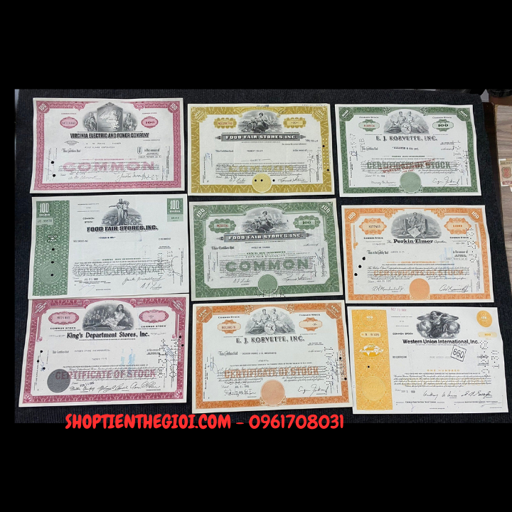 CHỨNG NHẬN CỔ PHIẾU MỸ - SHOP TIỀN THẾ GIỚI