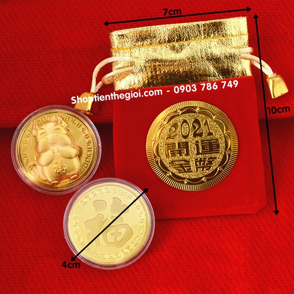 Đồng Xu Con Trâu CUTE Tặng Túi Gấm 2021  -  SP005045