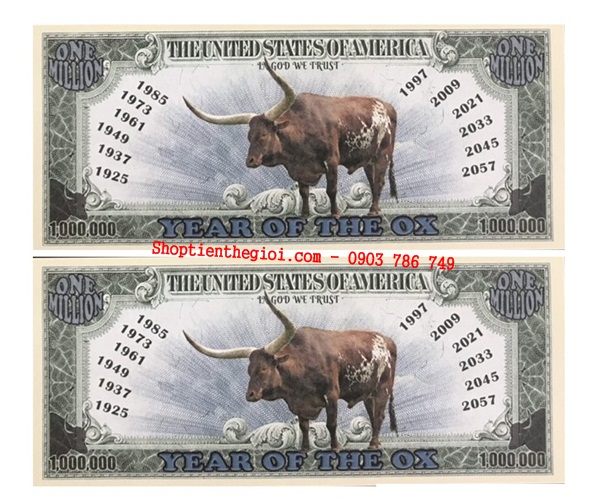 Tiền Lưu Niệm 1 Triệu USD Hình Con Trâu - SP002450