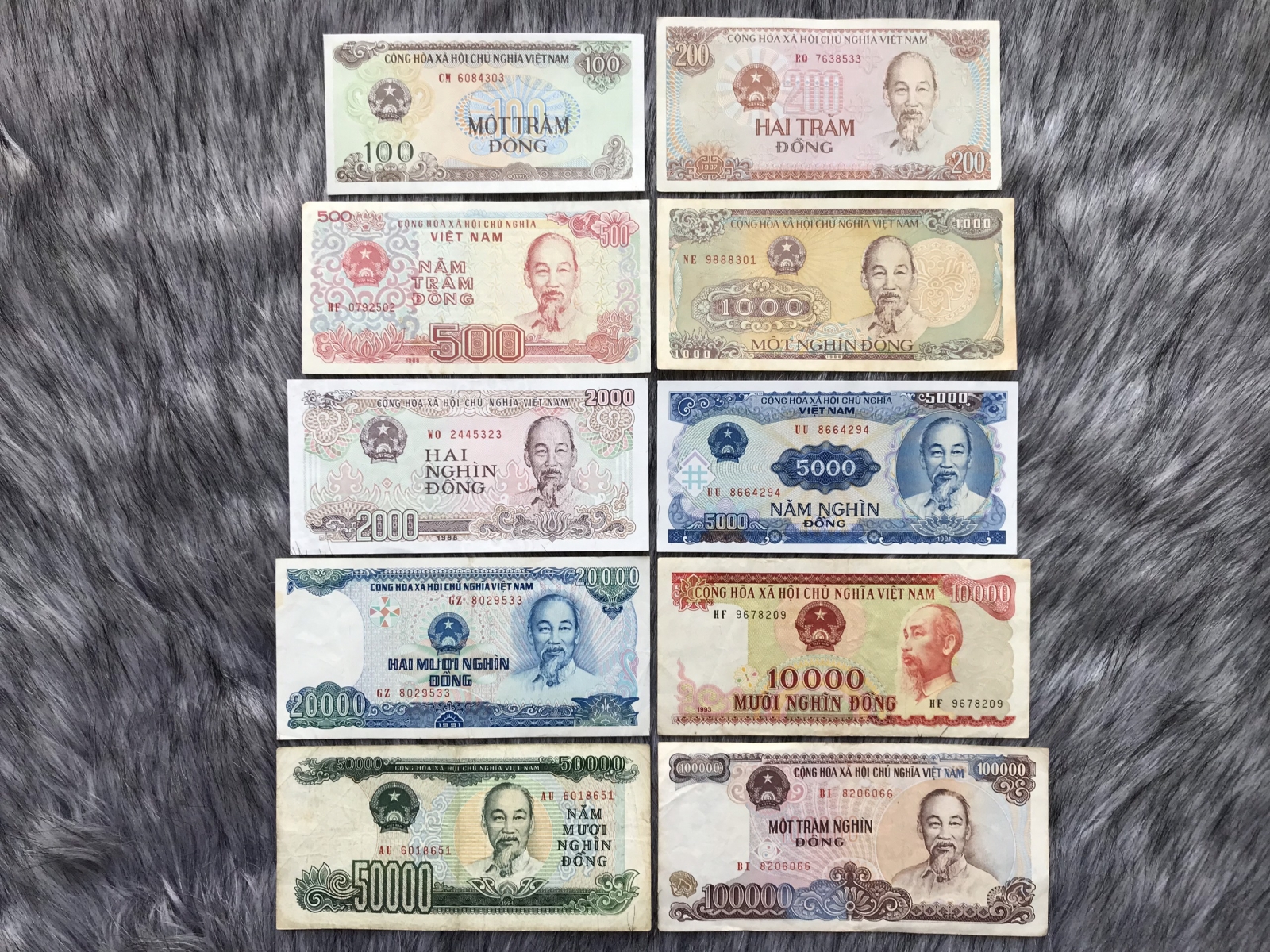 Bộ 10 tờ tiền cotton từ 100 đồng - 100.000 đồng - SP000689
