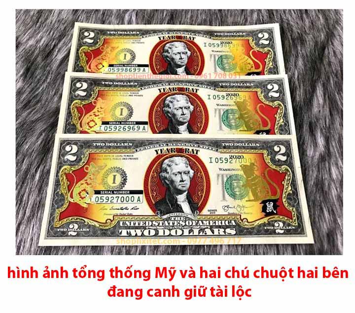 Tiền 2usd hình con chuột mạ vàng của Mỹ