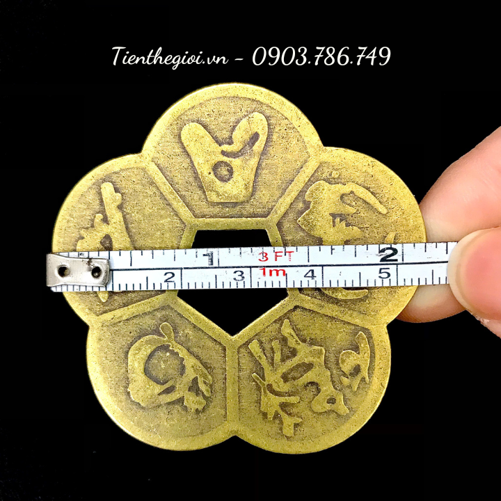 Đồng Xu Hoa Mai Kim Tiền Đồng 5,3cm dày 1,2mm