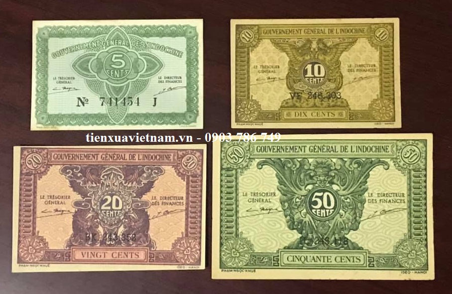 Bộ 4 tờ tiền Đông Dương 1942 - SP000077