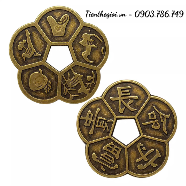Đồng Xu Hoa Mai Kim Tiền Đồng 5,3cm dày 1,2mm