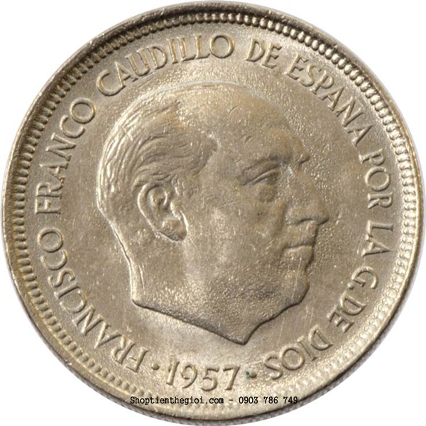 Xu Spain - Tây Ban Nha 5 Pesetas 1957 - SP002257