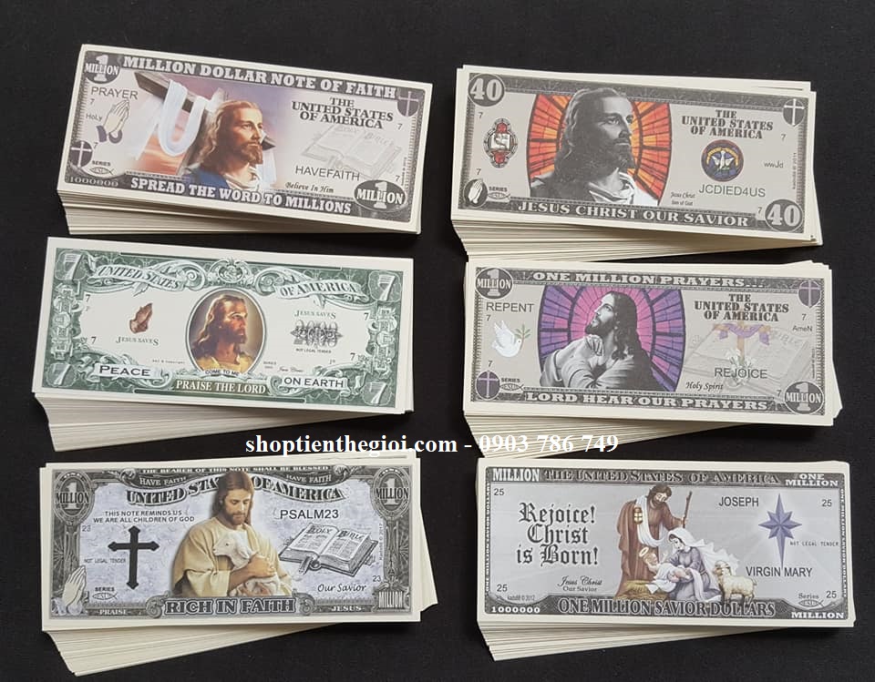 Bộ 6 tờ tiền play money hình Thiên Chúa