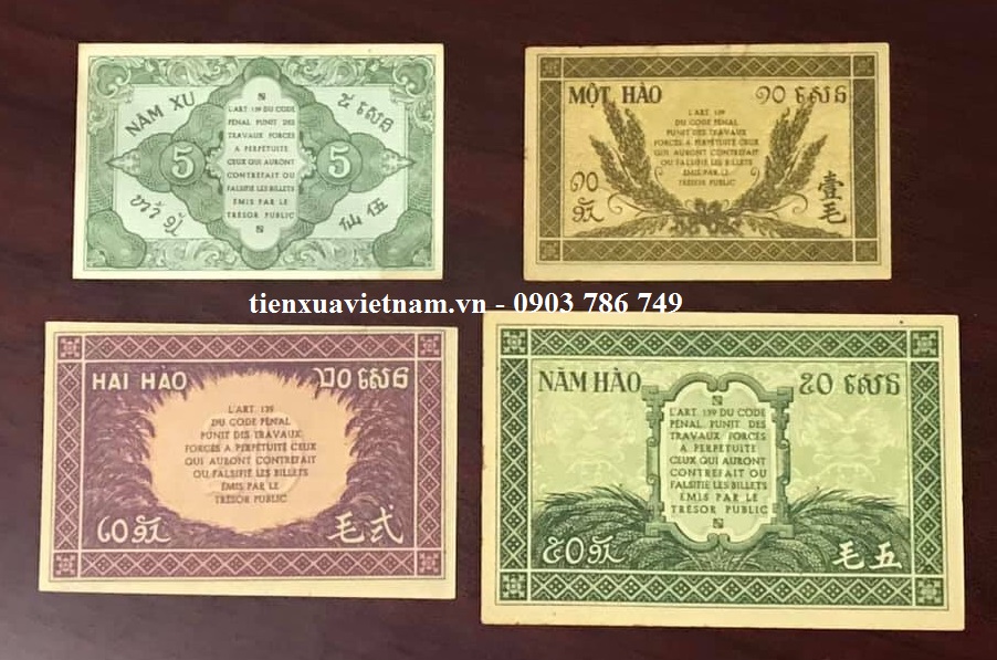 Bộ 4 tờ tiền Đông Dương 1942 - SP000077