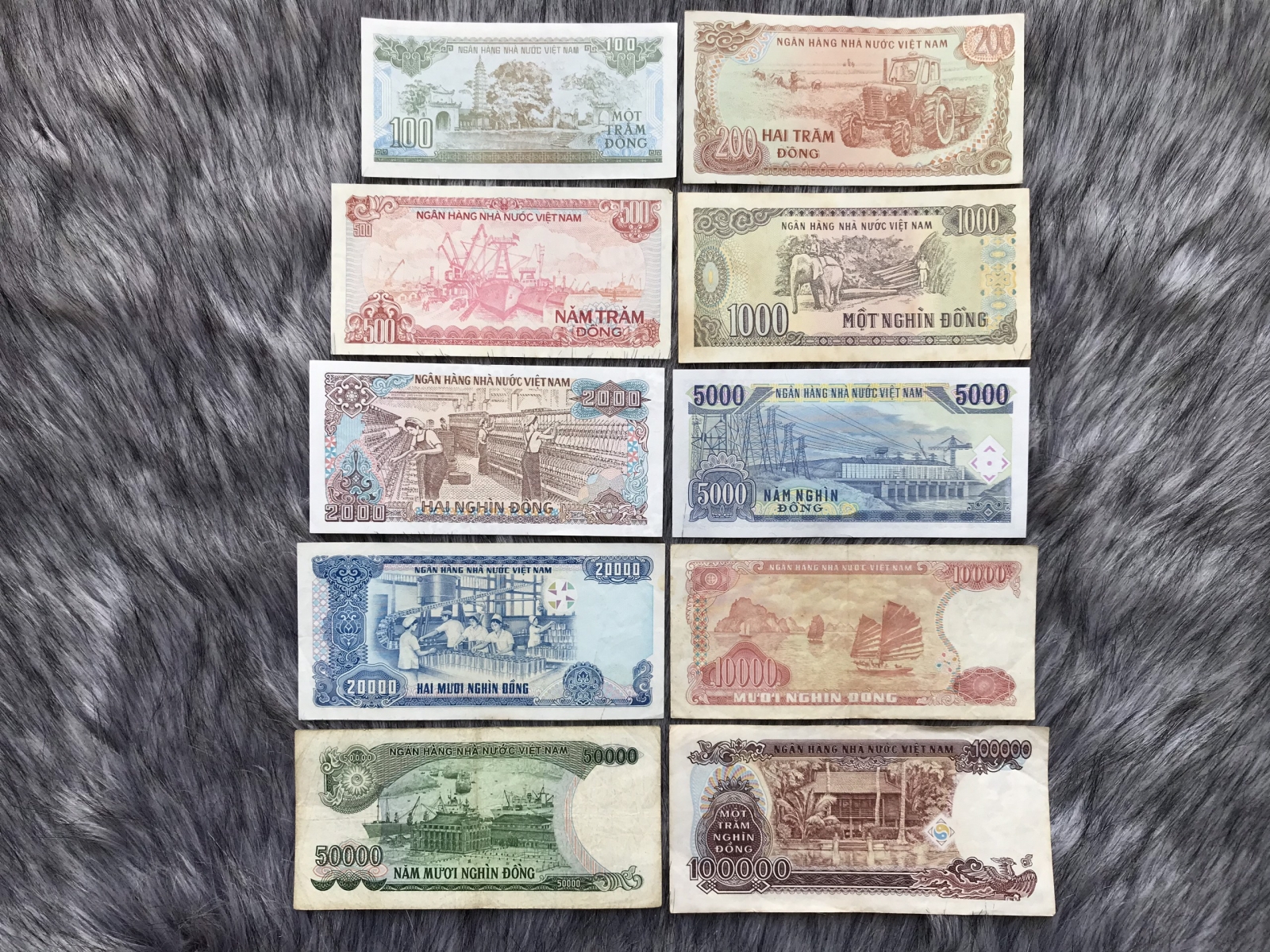 Bộ 10 tờ tiền cotton từ 100 đồng - 100,000 đồng