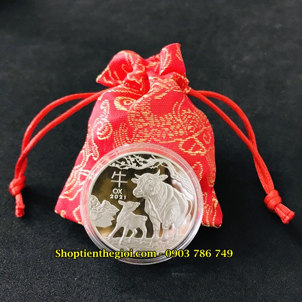 Xu Úc Hình Con Trâu Mạ Bạc