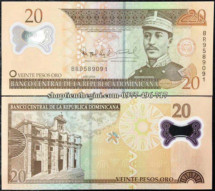 Dominican 20 Pesos 2009 UNC Polymer