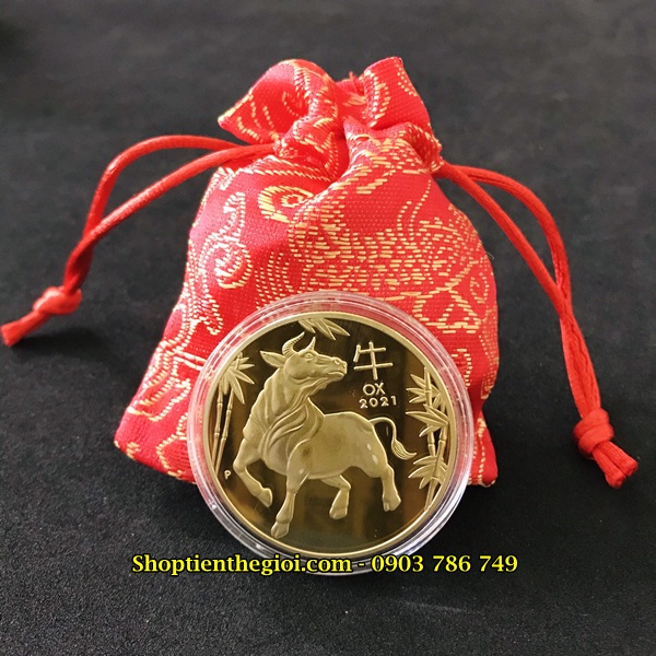 Xu Úc Hình Con Trâu Mạ Vàng - SP002452