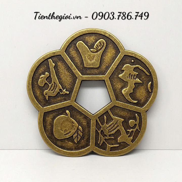 Đồng Xu Hoa Mai Kim Tiền Đồng 5,3cm dày 1,2mm