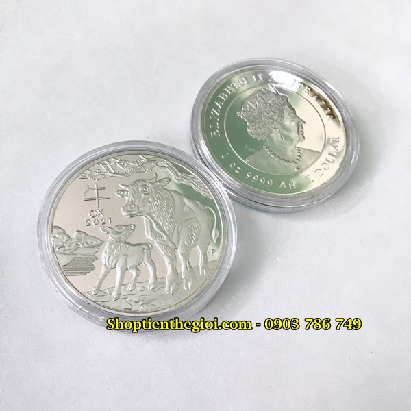 Cặp Xu Úc Hình Con Trâu Vàng Bạc Tặng Hộp Nhung - SP002455