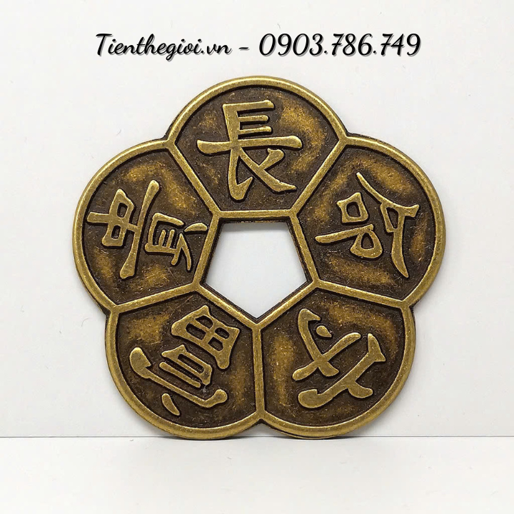 Đồng Xu Hoa Mai Kim Tiền Đồng 5,3cm dày 1,2mm