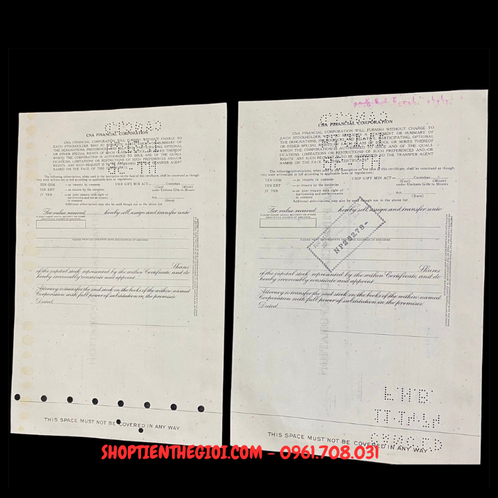 Chứng Nhận Cổ Phiếu Của Công Ty Mỹ
