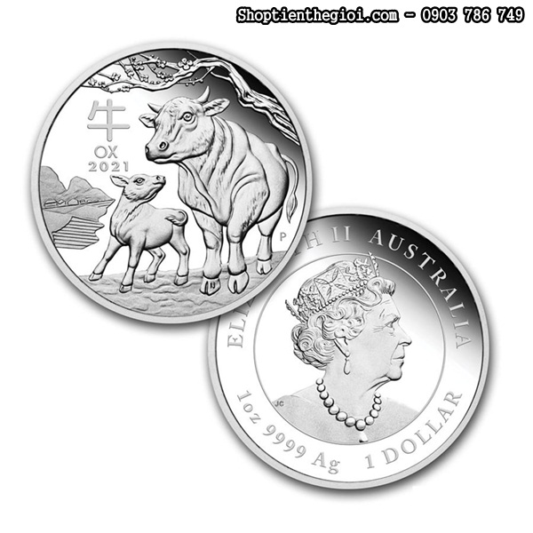 Xu Úc Hình Con Trâu Bạc Tặng Hộp Nhung - SP002453