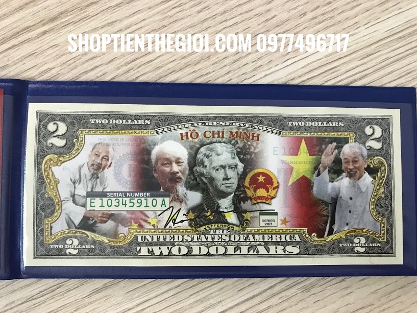 Tiền 2USD in màu hồ chi minh
