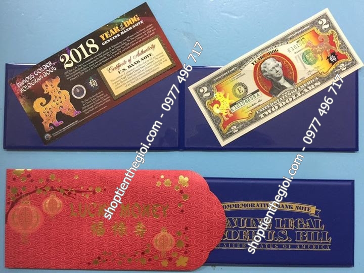 Tiền 2 usd hình con chó 2018 - TLX048