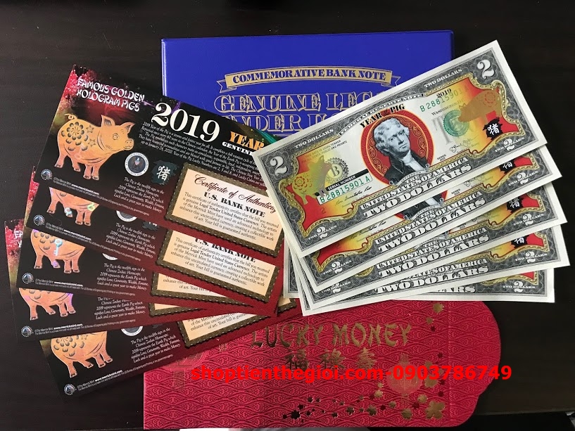 Tiền 2 USD hình con heo 2019 - TLX079