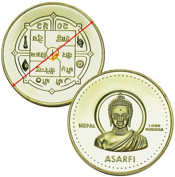 Dây treo may mắn xu hình Phật Nepal (Tặng Túi Gấm) - SP001052