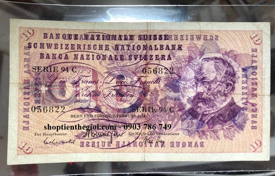 Thụy Sĩ 10 Francs 1963 cũ