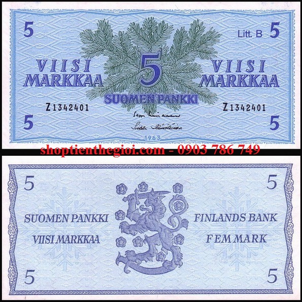 Phần Lan 5 Markka 1963 UNC