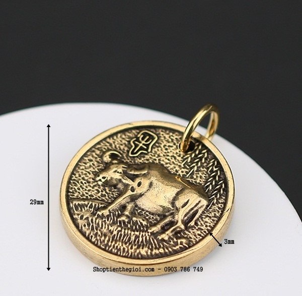Mặt Đồng Xu Đồng Hình Con Trâu - SP002431