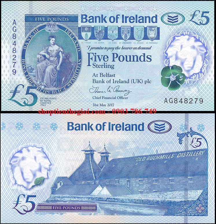 Ireland 5 Pound 2017 UNC polyme