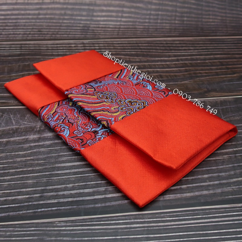 Túi Gấm Đỏ Thổ Cẩm đựng tiền - SP000242