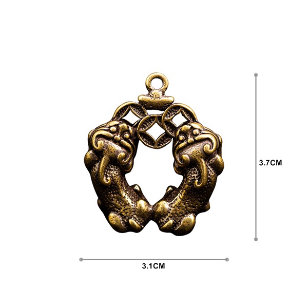 MÓC KHÓA 2 TỲ HƯU NGẬM TIỀN HÌNH TRÁI TIM - SP001531