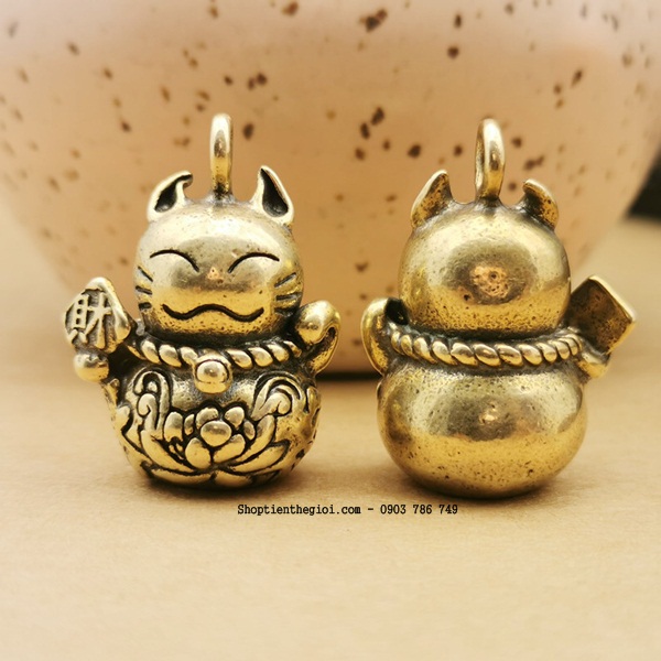 Tượng Đồng Móc Khóa Mèo Thần Tài - SP002429
