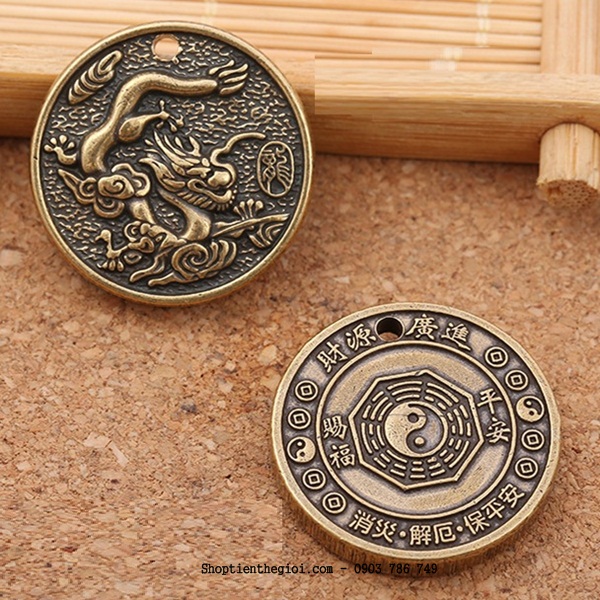 Mặt Đồng Xu Đồng Hình Con Rồng - SP002434