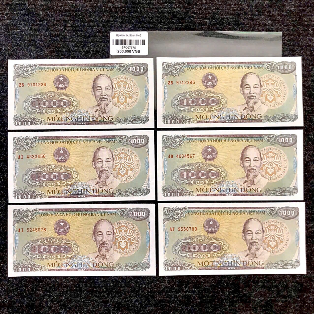Bộ 6 tờ 1k Sảnh 5 Số