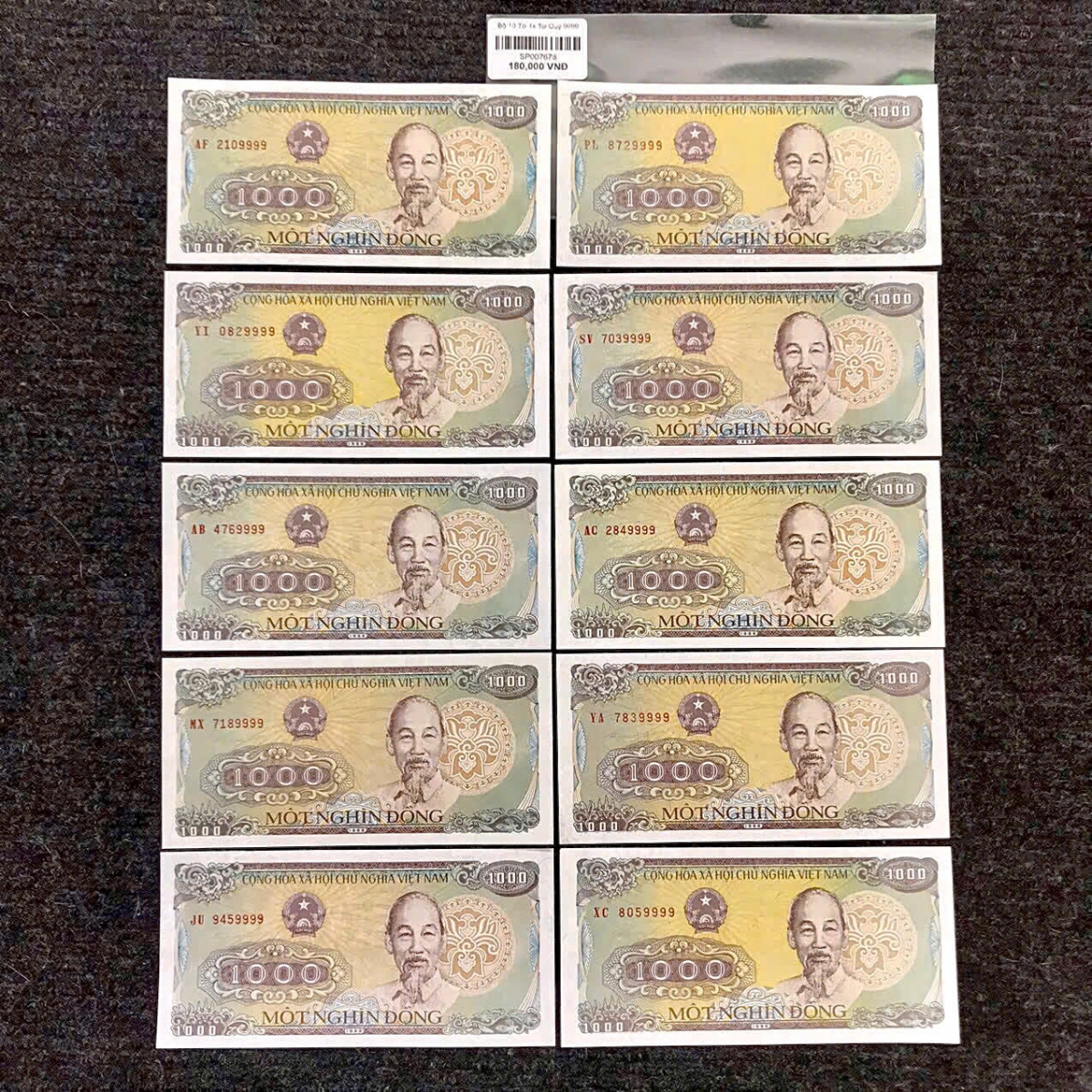 Bộ 10 Tờ 1k Tứ Quý 9999