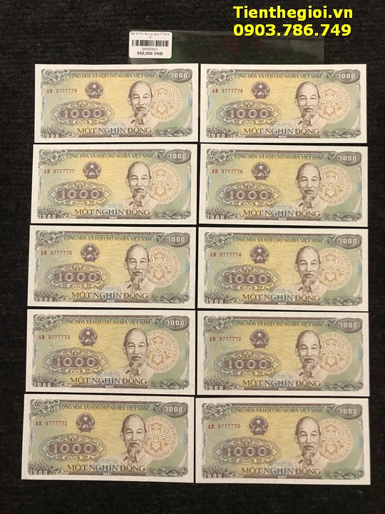 Bộ 10 Tờ 1k Lục Quý 7 Từ 0-9