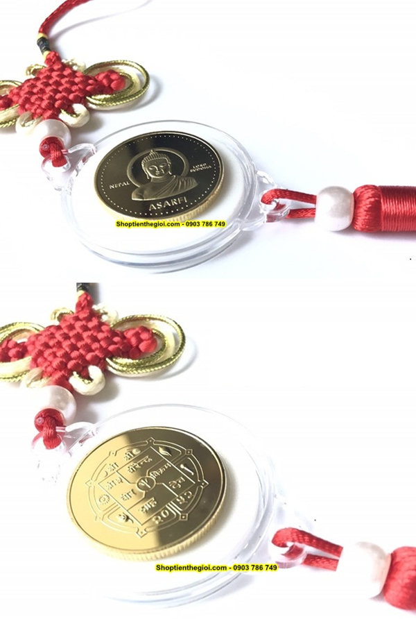 Dây treo may mắn xu hình Phật Nepal (Tặng Túi Gấm) - SP001052