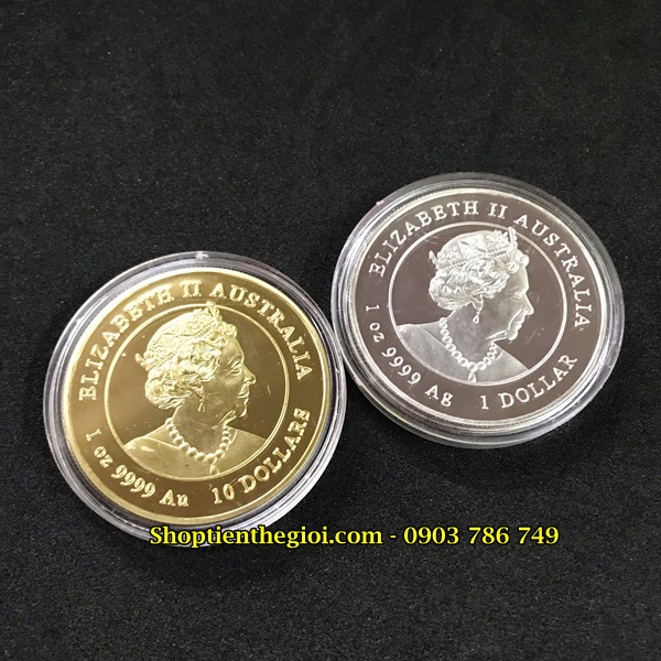 Cặp Xu Úc Hình Con Trâu Vàng Bạc Tặng Túi Gấm - SP005029