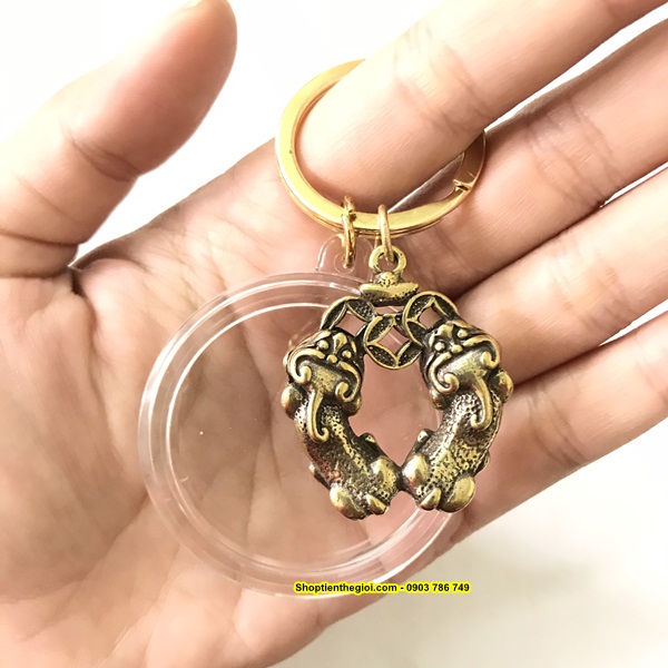 MÓC KHÓA 2 TỲ HƯU NGẬM TIỀN HÌNH TRÁI TIM - SP001531