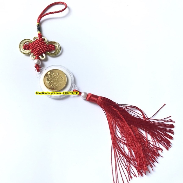 Dây treo may mắn xu hình Phật Nepal (Tặng Túi Gấm) - SP001052