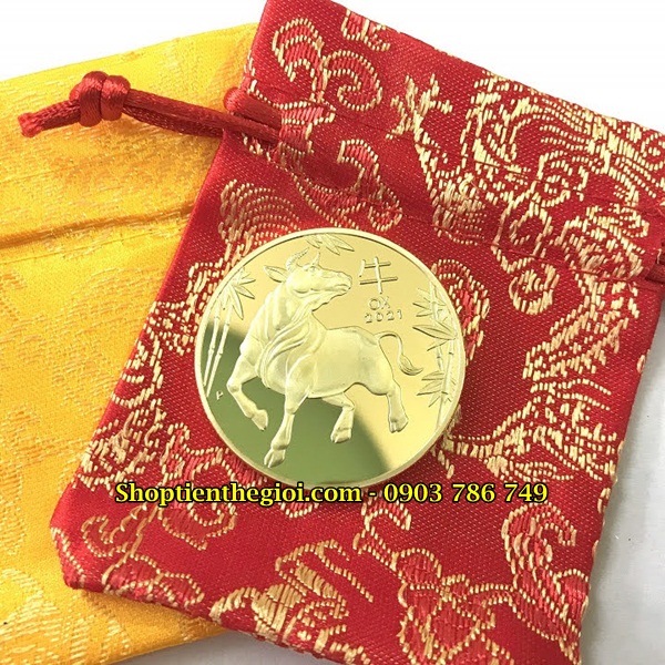 Xu Úc Hình Con Trâu Mạ Vàng - SP002452