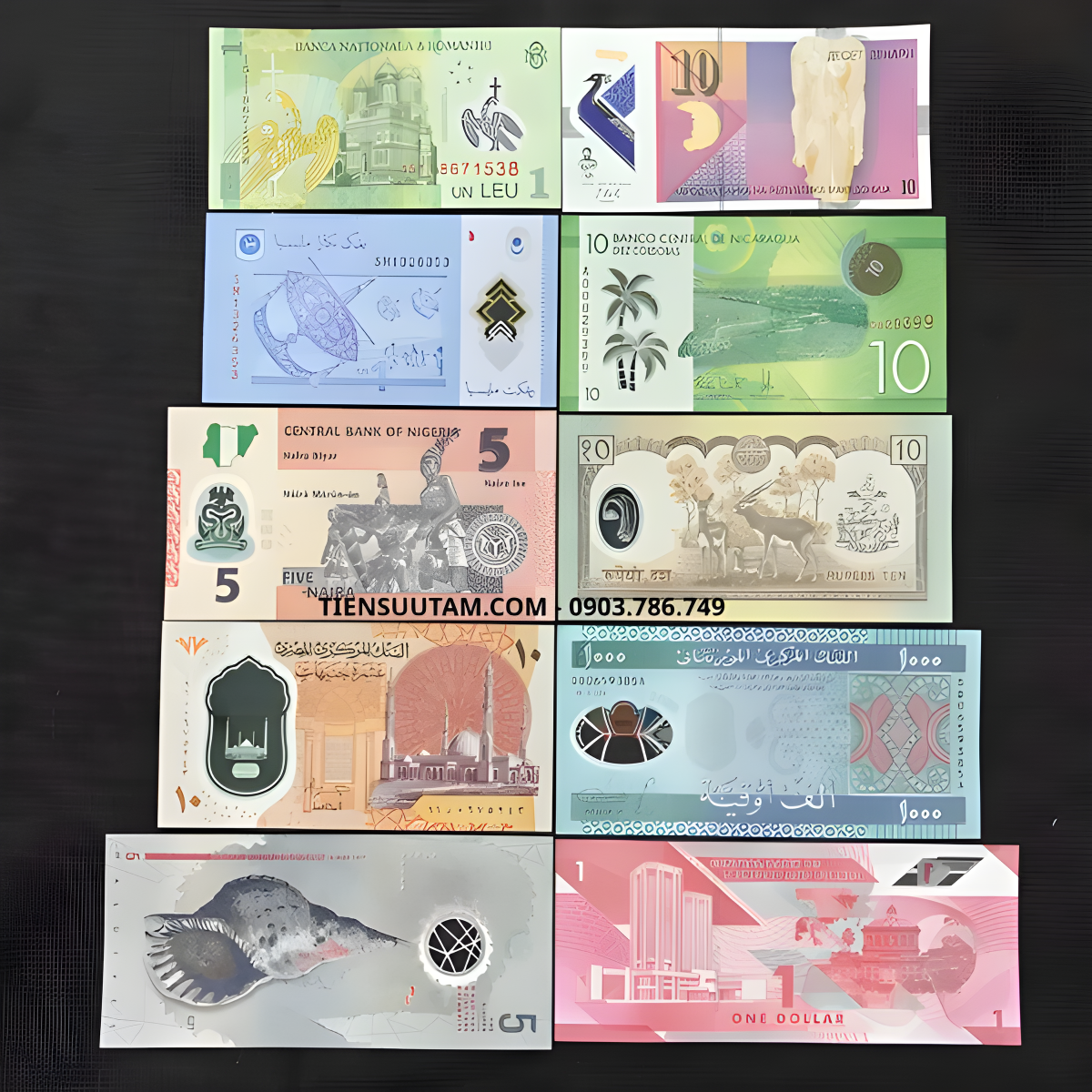 Combo 10 tờ Tiền Thế Giới Polyme - SP006203