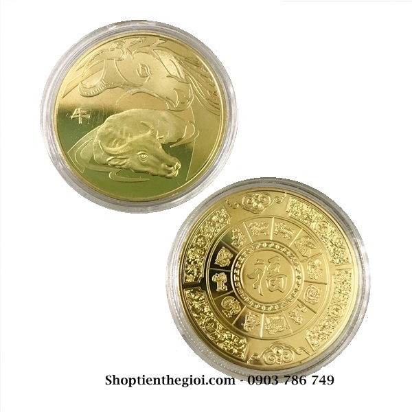 Hộp quà tặng tết 12 xu hình 12 con giáp hoàng đạo - SP005022