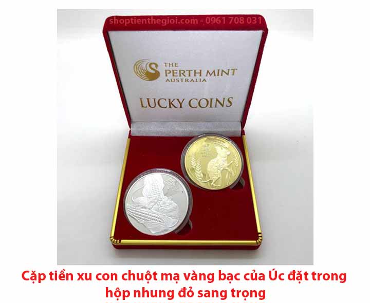 Cặp tiền xu con chuột Vàng bạc của Úc